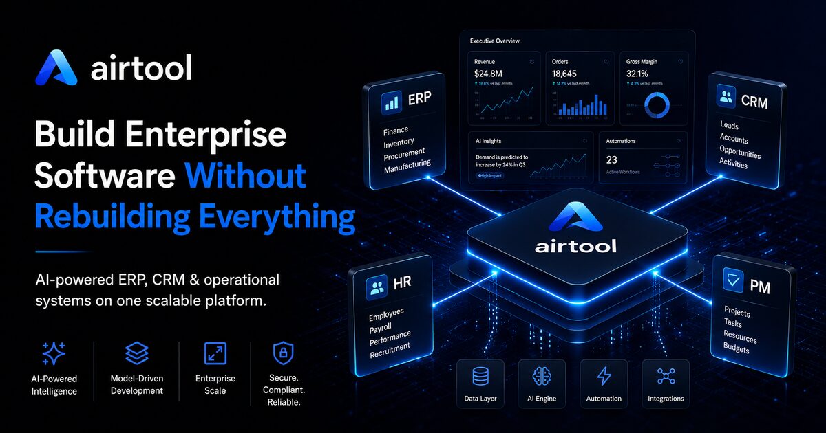 Enterprise CRM platform, native to the ERP — Airtool