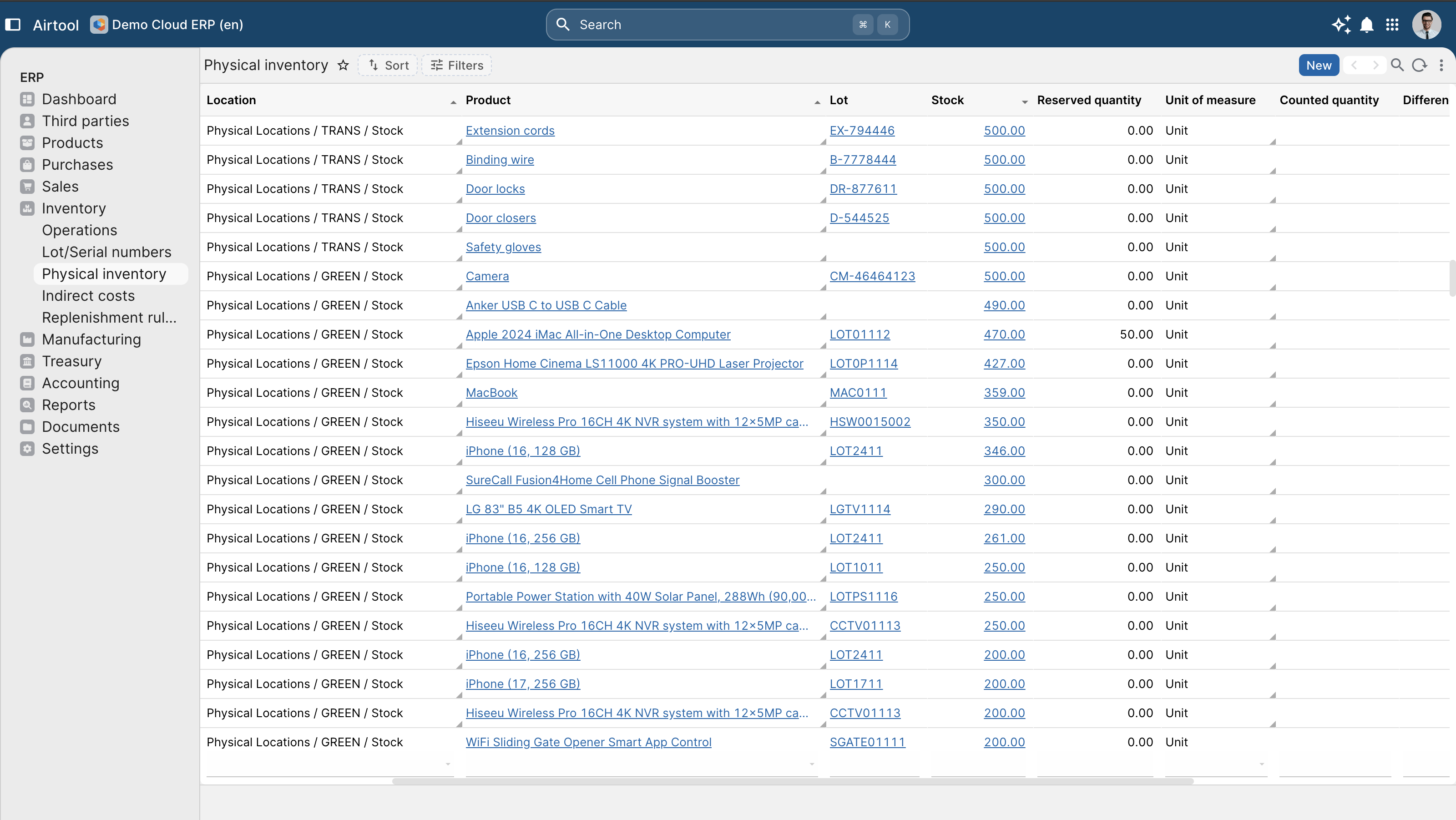 Live stock visibility across warehouses, locations and ownership.