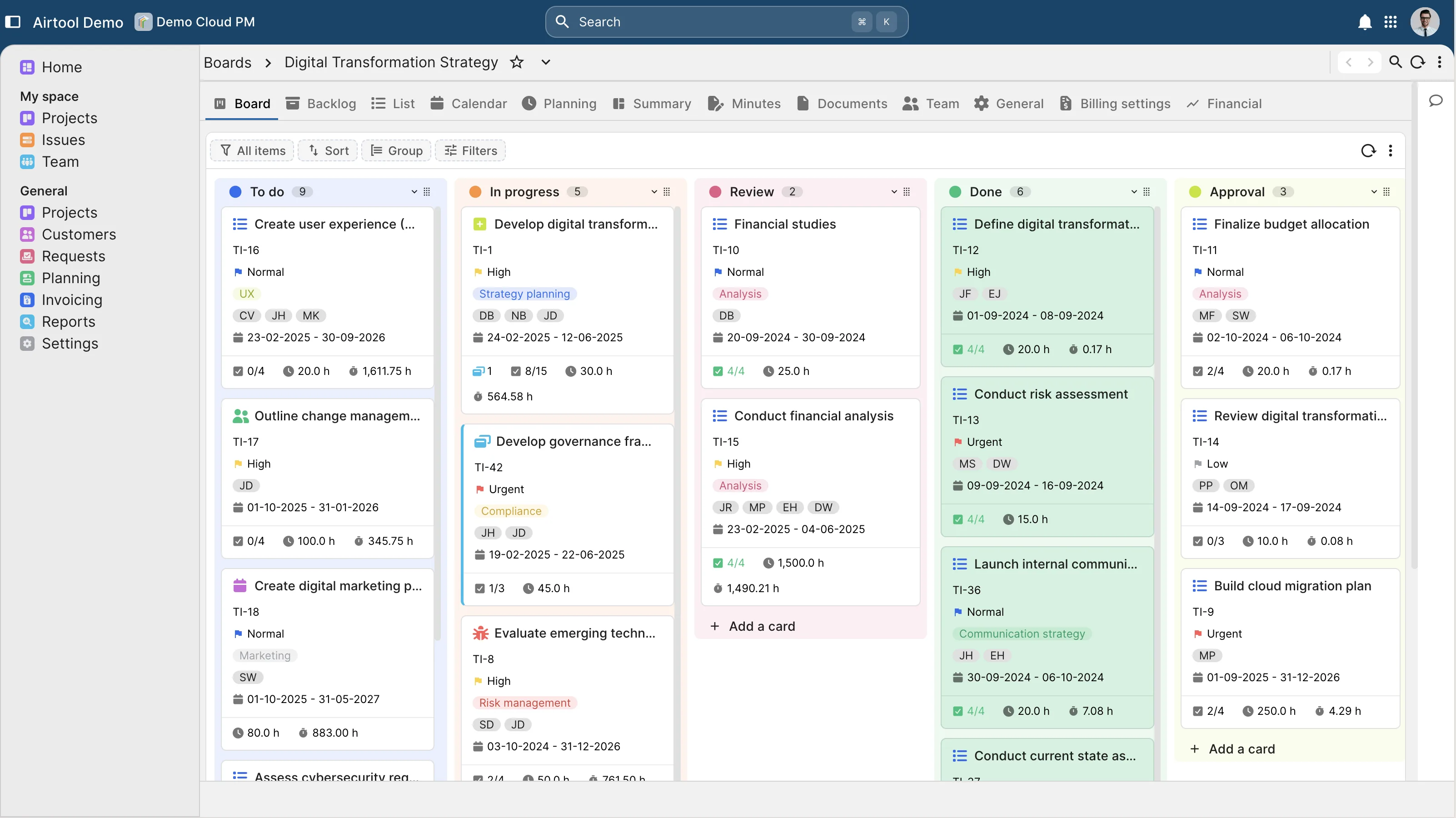 Project execution with governance and operational control.